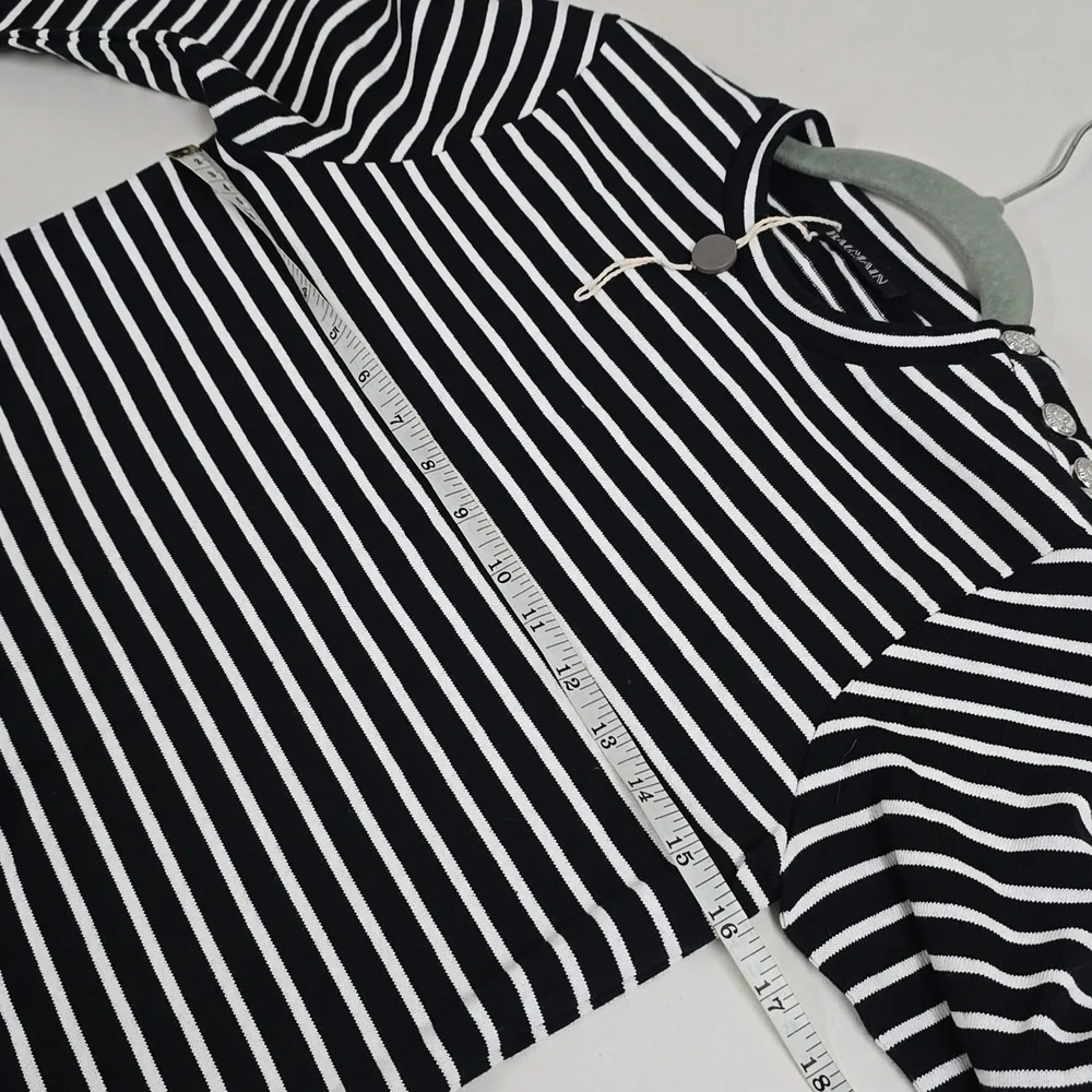 Balmain Black and White Striped Dress